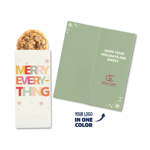 One Color Foil-Stamped Stock Holiday Sentiment Sweeter Cards with Oatmeal Raisin Cookies
