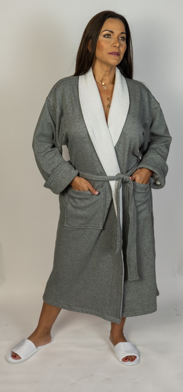 Kimono Collar Jersey Bathrobe - Grey 2