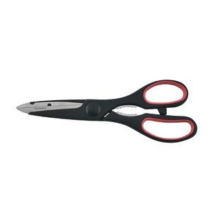 Ergonomic Kitchen Scissors With Walnut Cracker Handle Stainless Steel 10