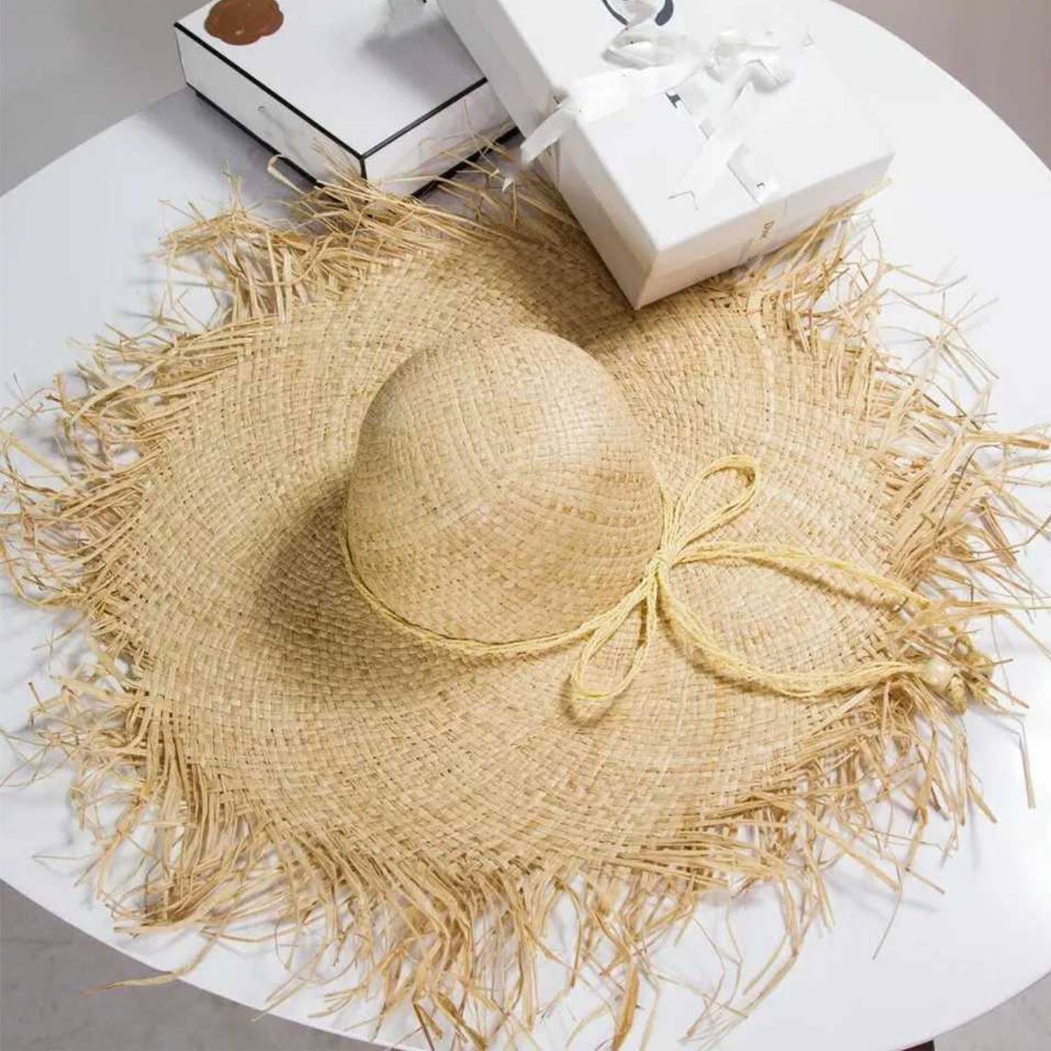 Natural Raffia Straw Wide Brim Sun Hat 3