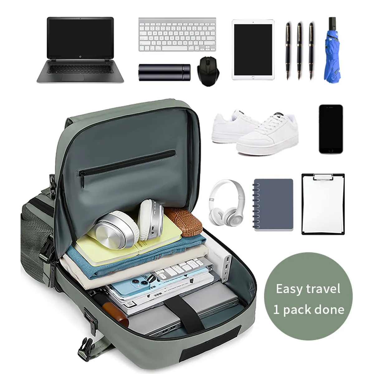 Carry-On Travel Backpack Duffel Bag With Shoe Compartment 6