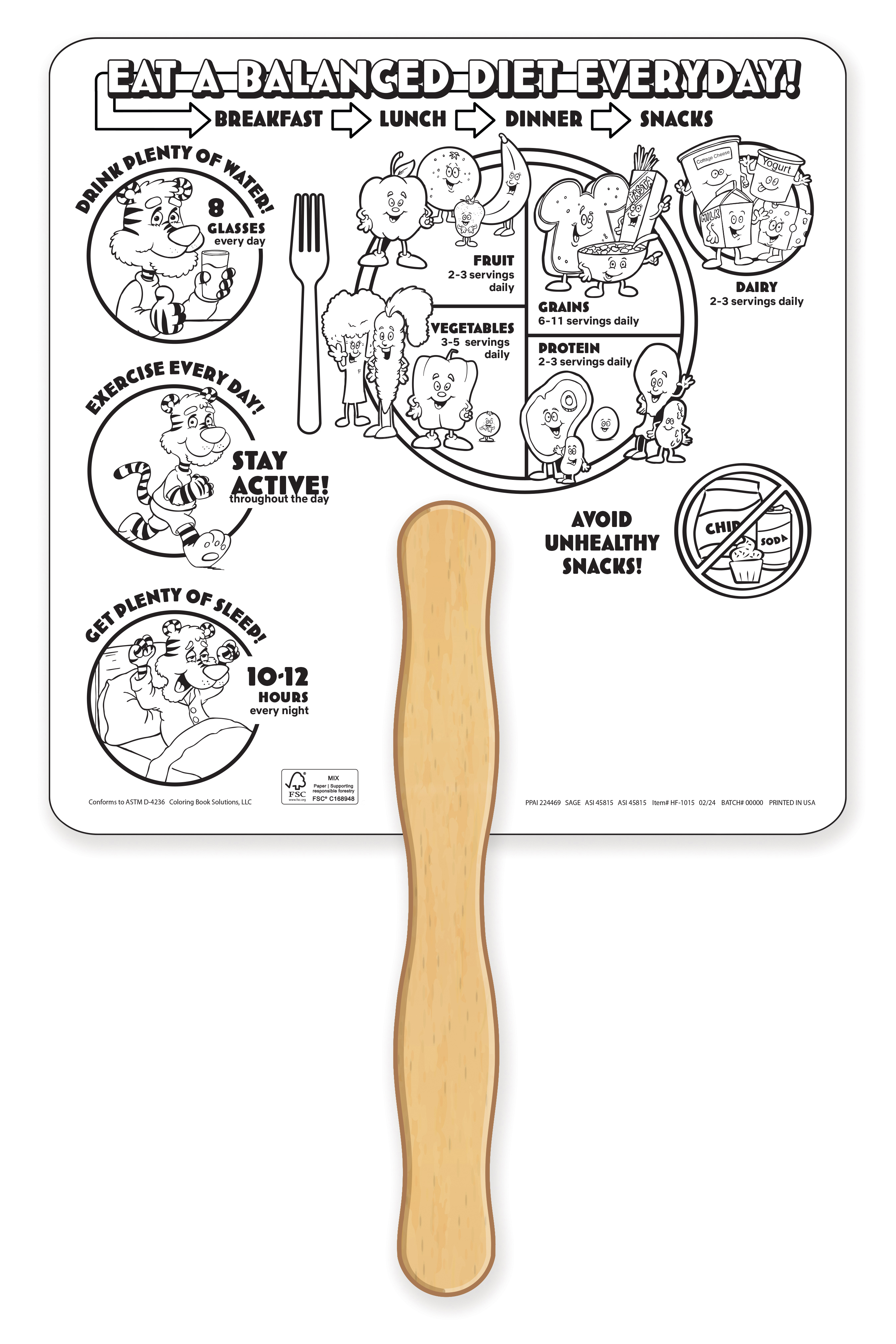 HAND FANS - Good Nutrition Coloring Hand Fan 7