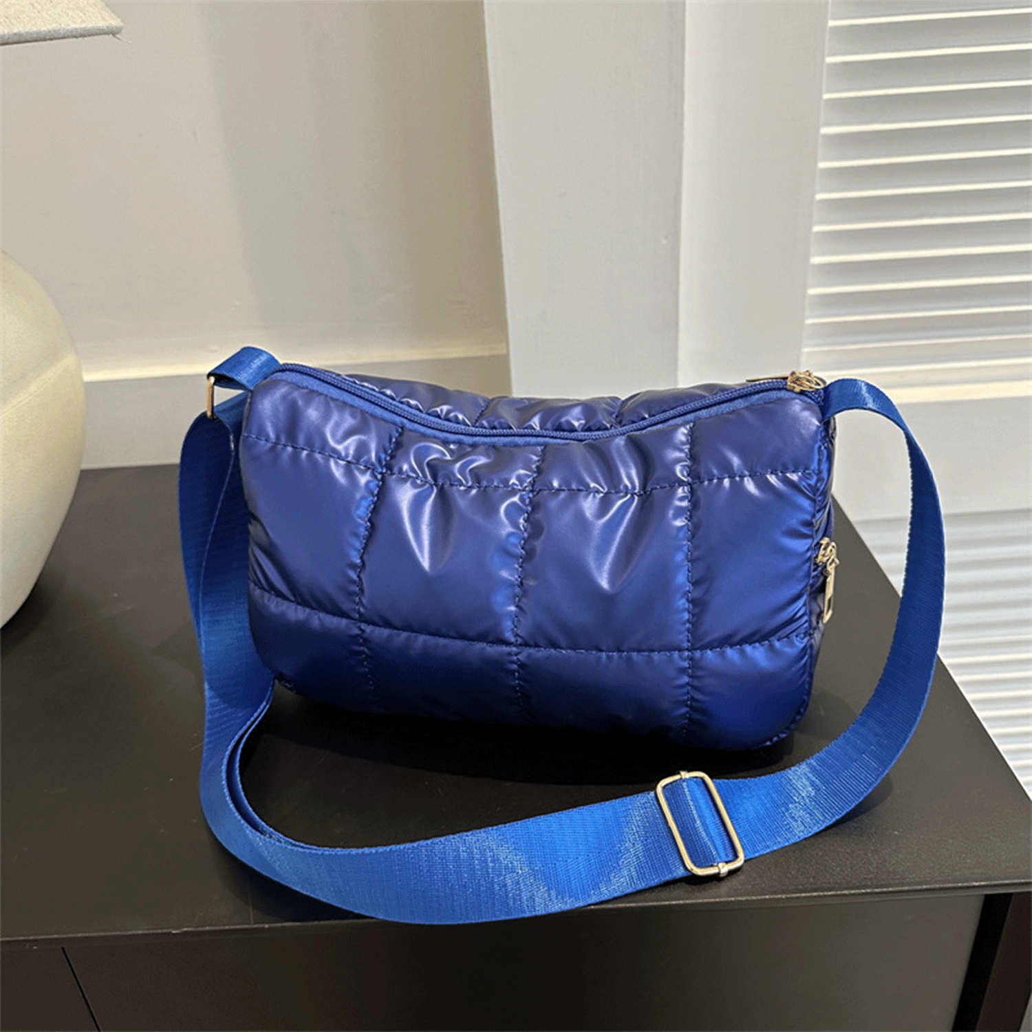 Winter New quilted Grid Small Square Puffer Crossbody Bag 7