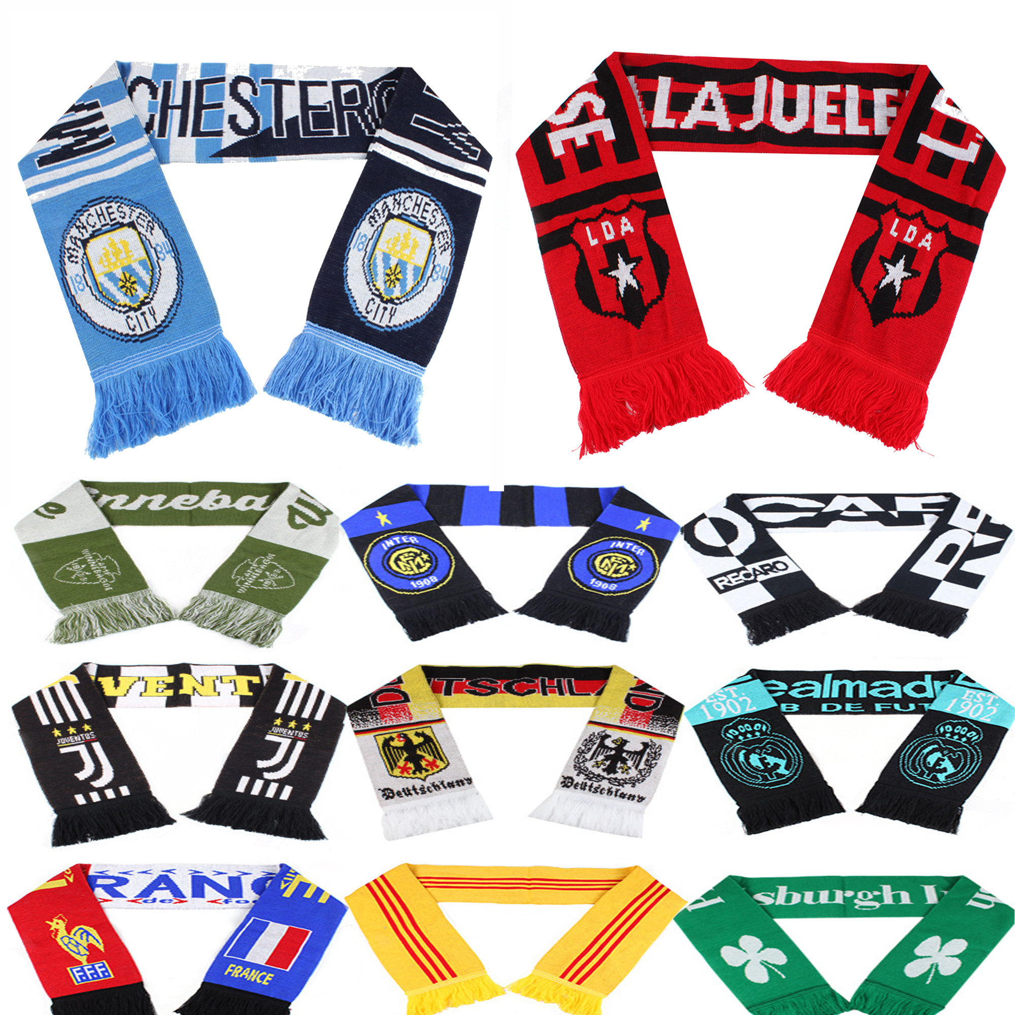 Plush Stadium Knitted Soccer long Scarf with Fringe 2