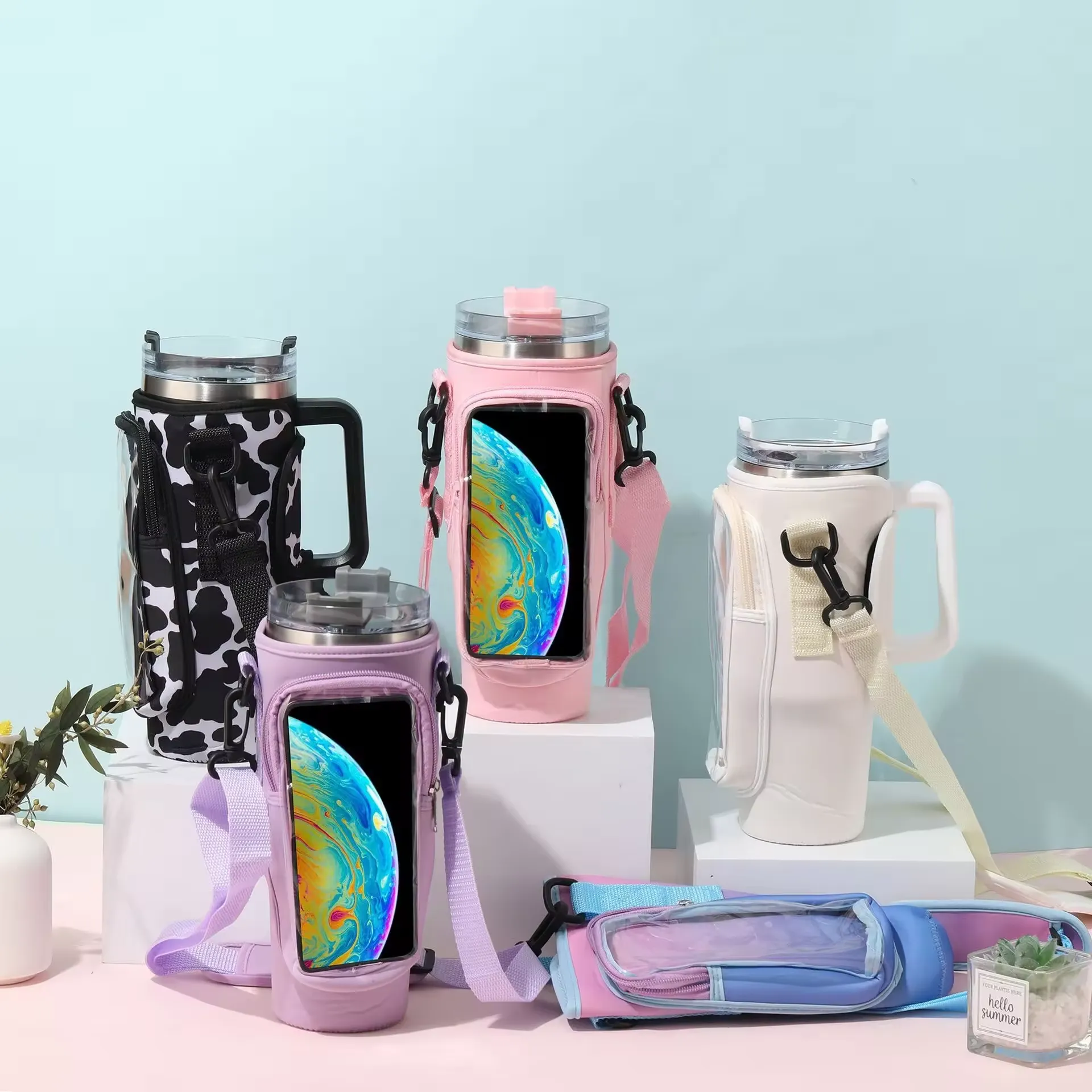 40 Oz. Neoprene Tumbler Sleeve with Touchscreen Phone Bag 5