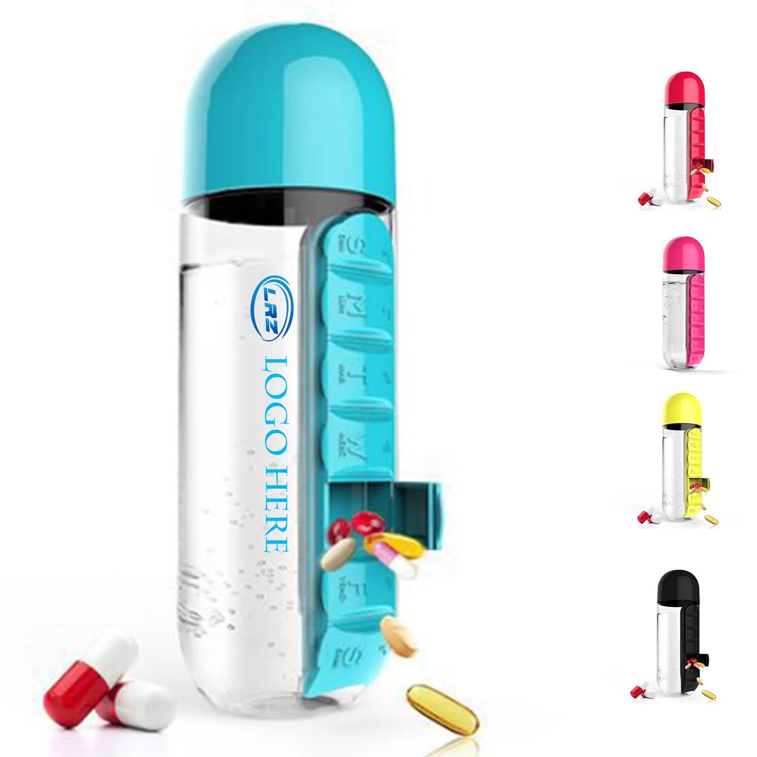 7 Day Pill Box Organizer Water Bottle 1