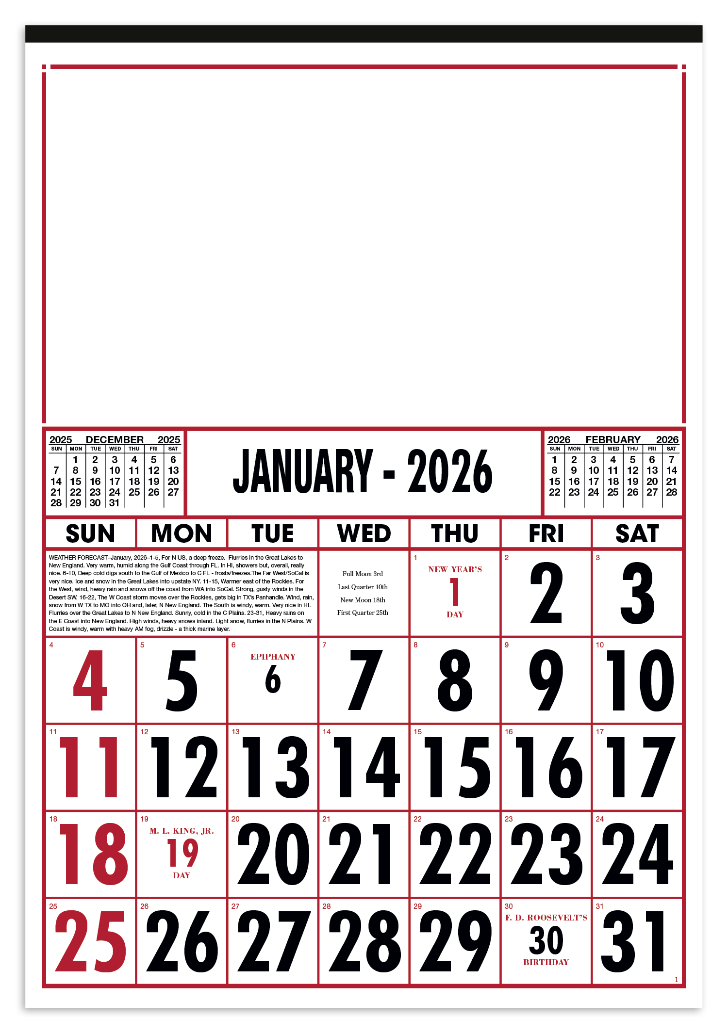 Skinner & Kennedy® Commercial 12-Sheet Calendar 12