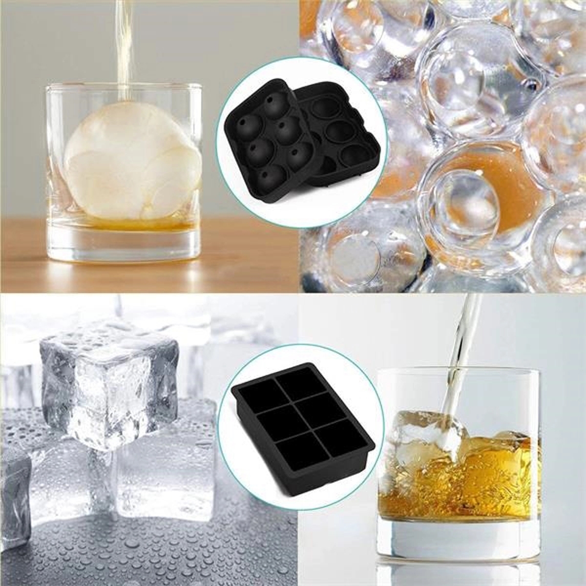 Silicone Ice Cube Trays With Lids Large Square Molds 6
