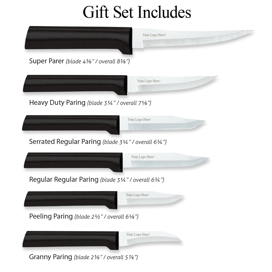All Star Paring Knives Gift Set w/Black Handle 2