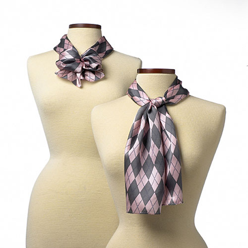 Pink Argyle Silk Scarf (8"x45") 2