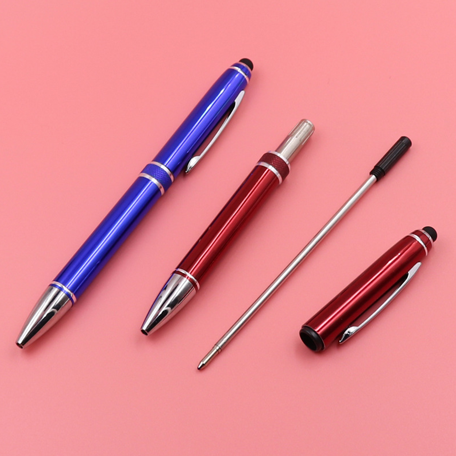2 in 1 Twist Action Business Aluminum Ballpoint Pen w/Stylus 3