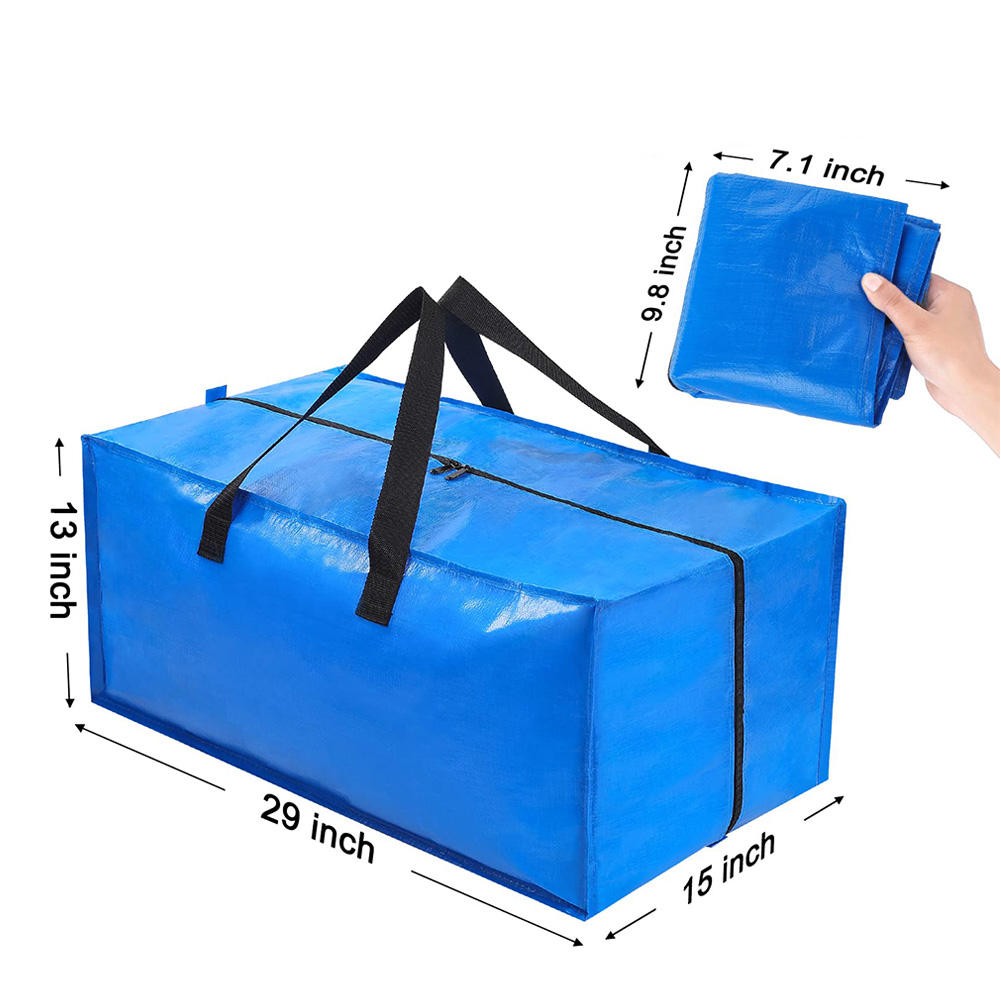 Reusable Custom Printed Foldable Large Transparent Storage Bags Heavy Duty PP Woven Moving Bags 2