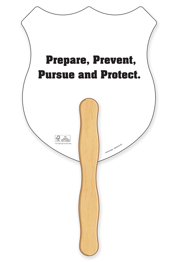 HAND FANS - Full Color, Police Shield Shaped Hand Fan 4