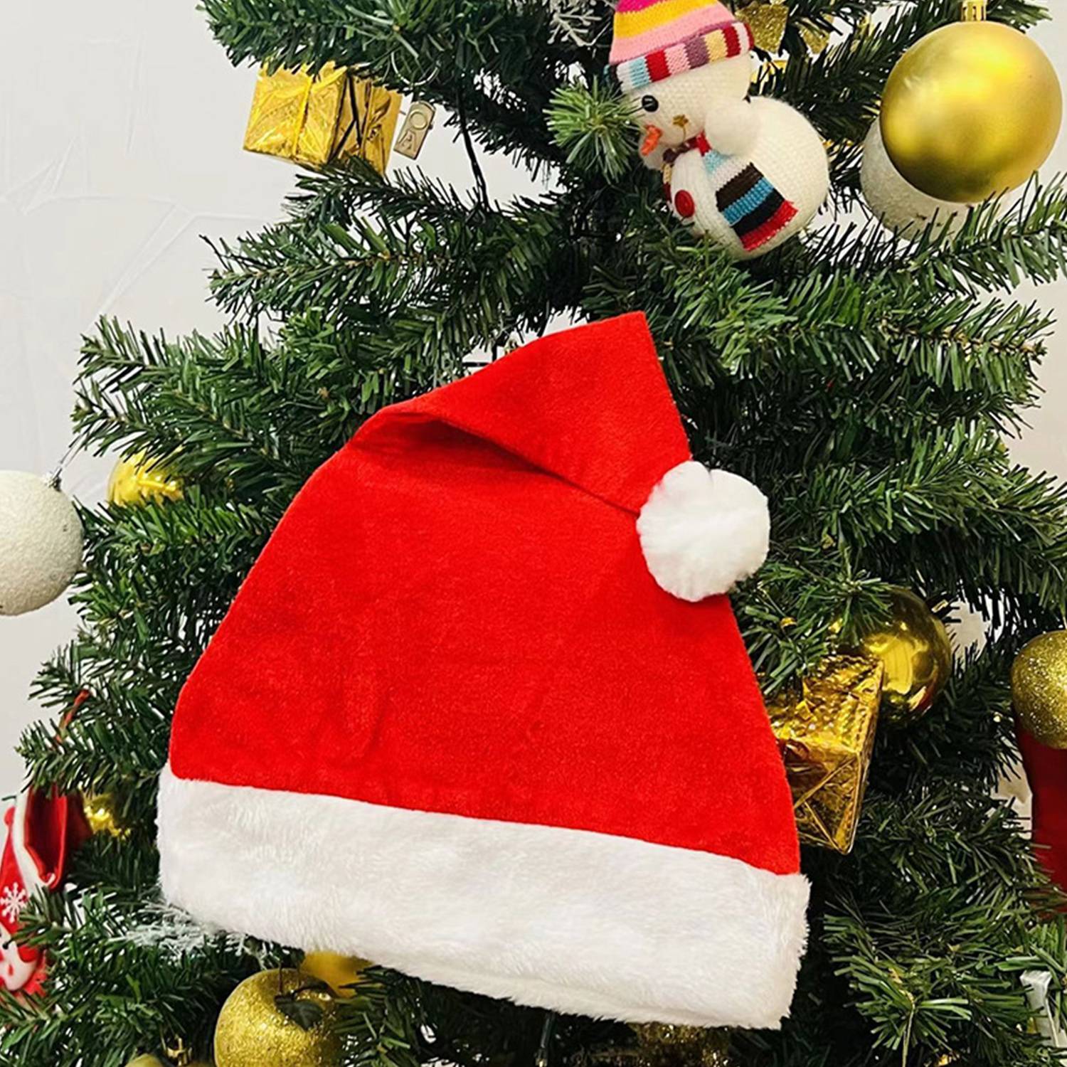 Rainbow Velvet Santa Hat w/ White Plush Trim 4
