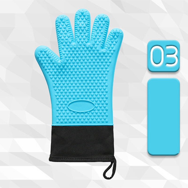 Long Silicone Waterproof BBQ Kitchen Grilling Gloves w/Inner Cotton Layer 9