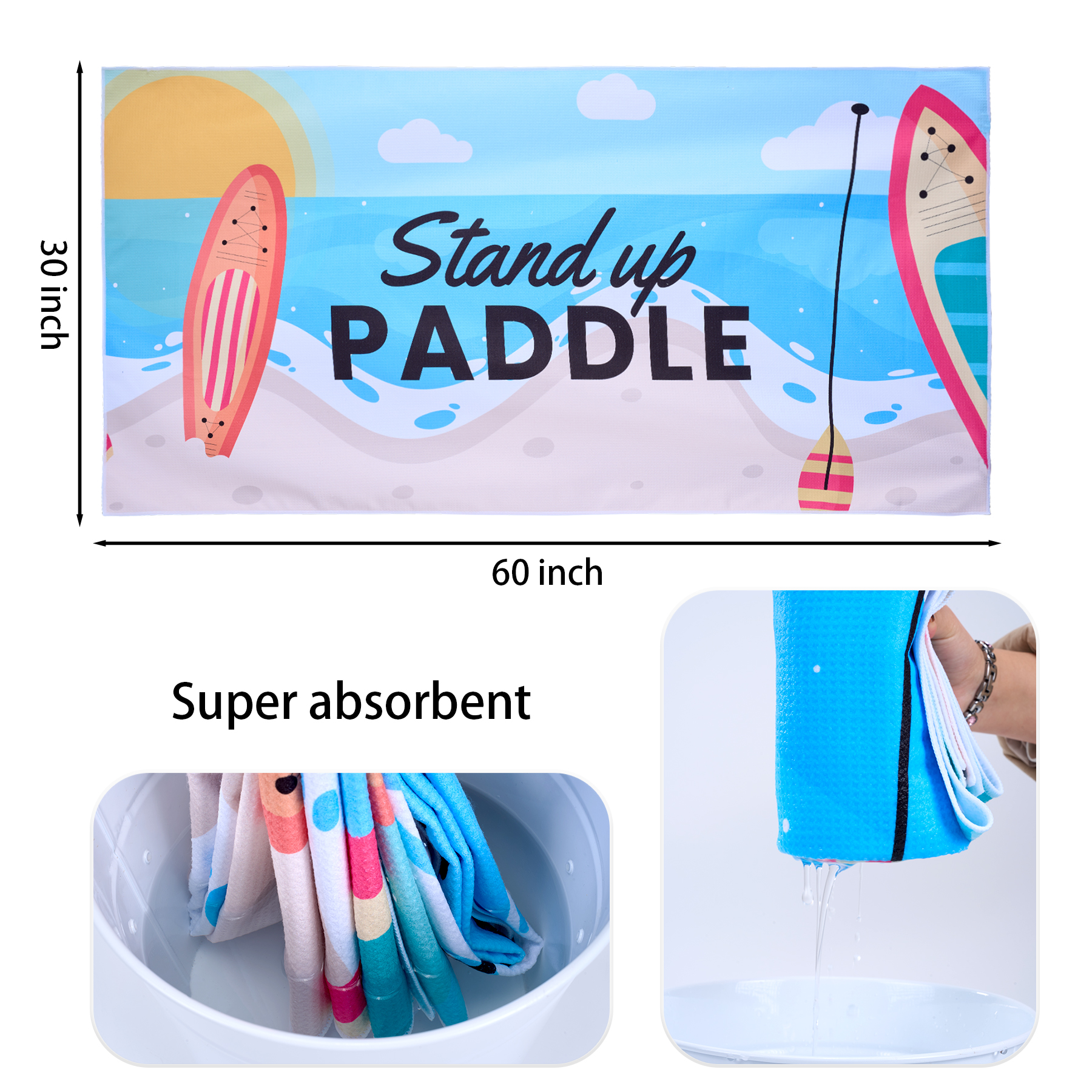 390GSM Sublimated Waffle Beach Towel 6