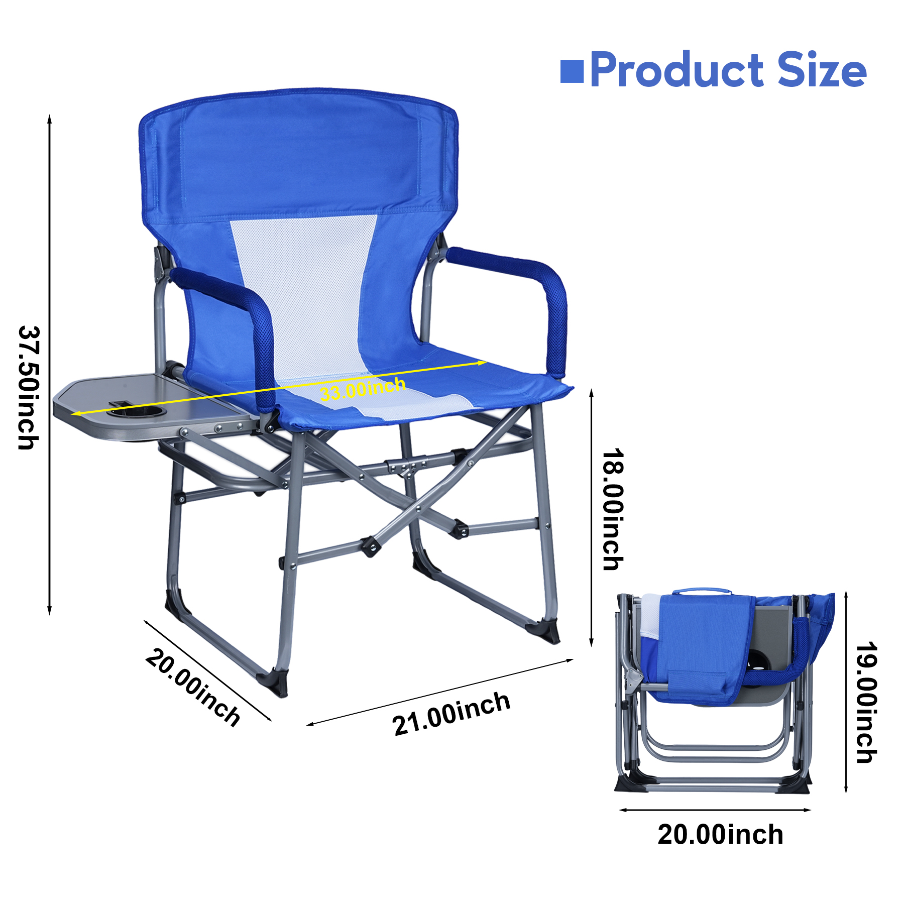 Portable Camping Director Chair With Side Table 11