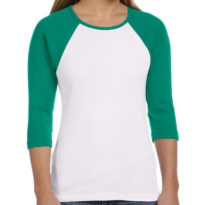 Bella Ladies Stretch Rib 3/4-Sleeve Contrast Raglan T-Shirt 6