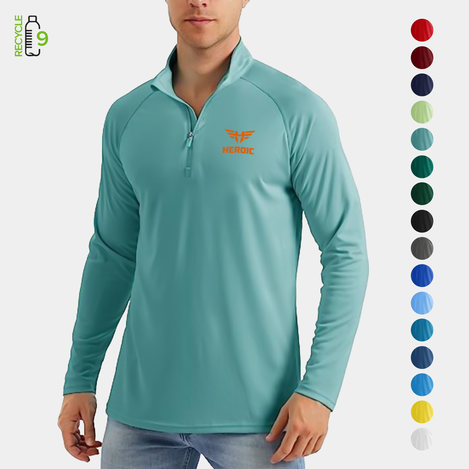 REPREVE® - Men's Quarter Zipper rPET Polyester Raglan Sleeve 3