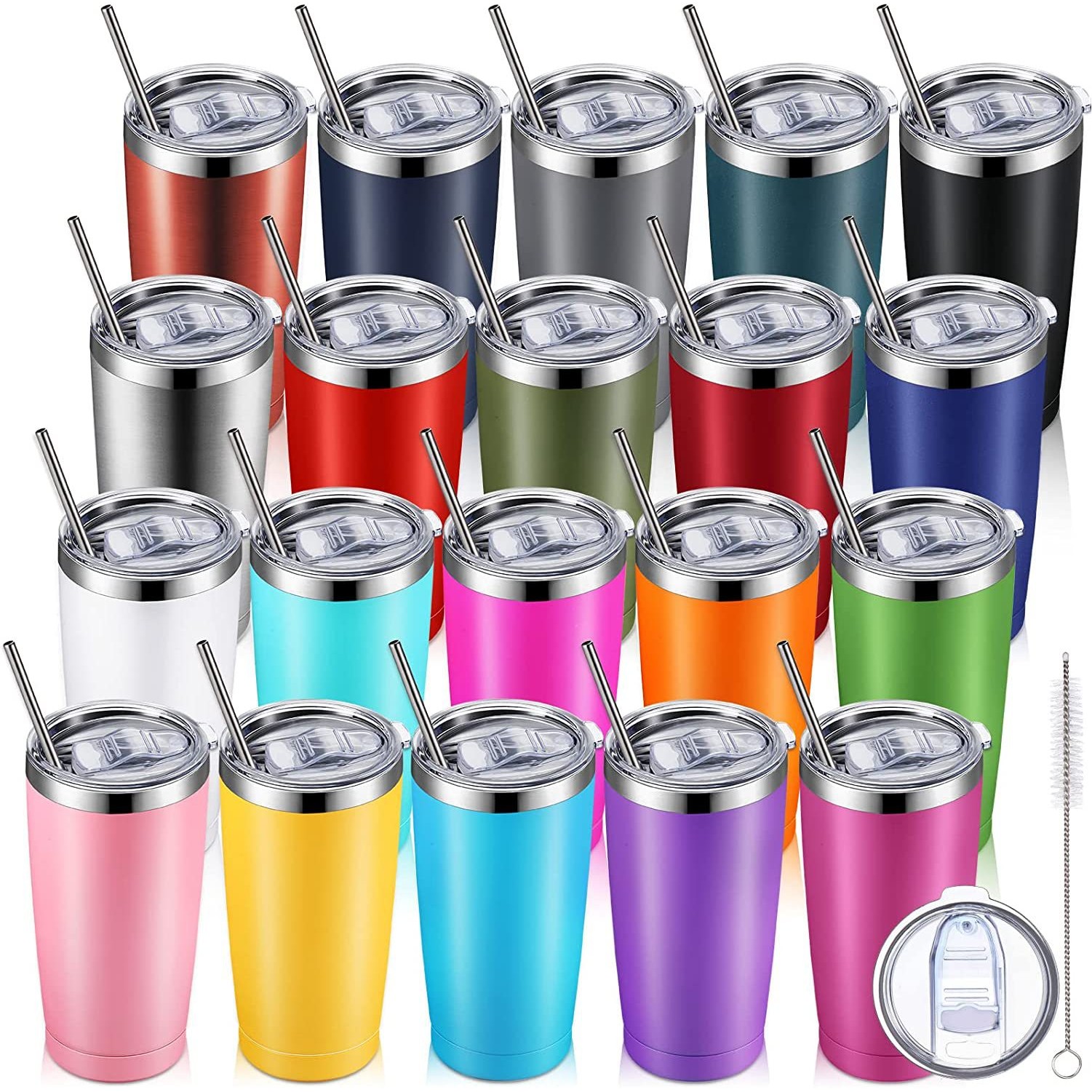 Insulated Travel Tumblers 20 Oz Stainless Steel Tumbler Cup with Lid and Straw Powder Coffee Mug 4