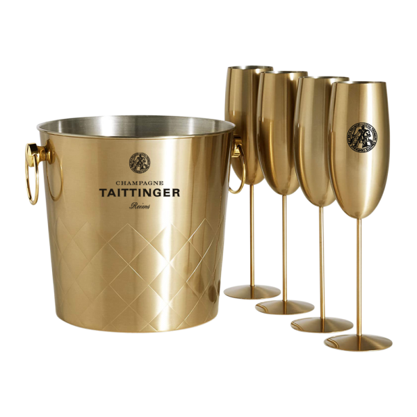 Stainless Steel Ice Bucket and Champagne Flute Set 4