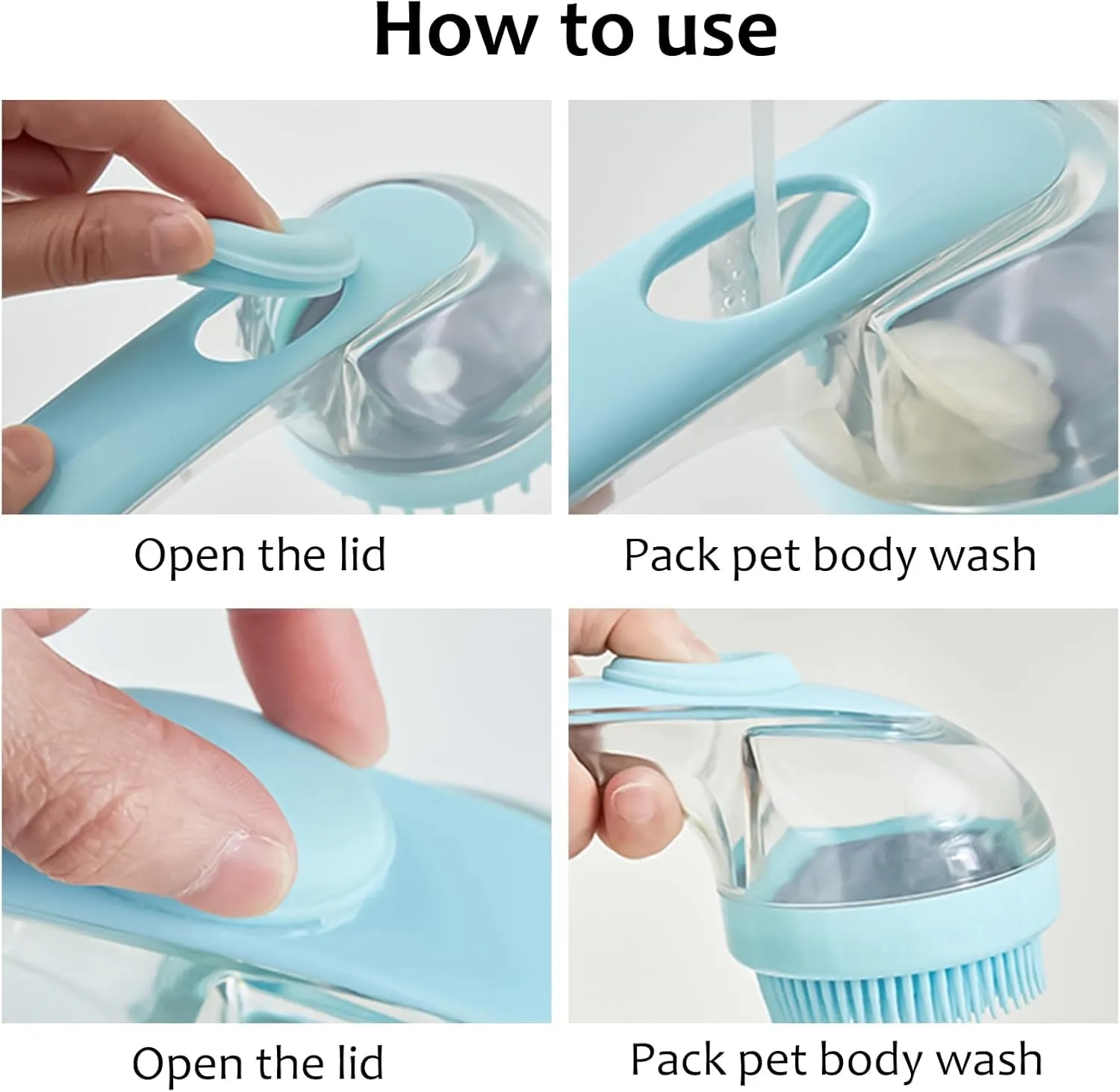 Pet Grooming Bath Massage Brush with Shampoo Dispenser 12