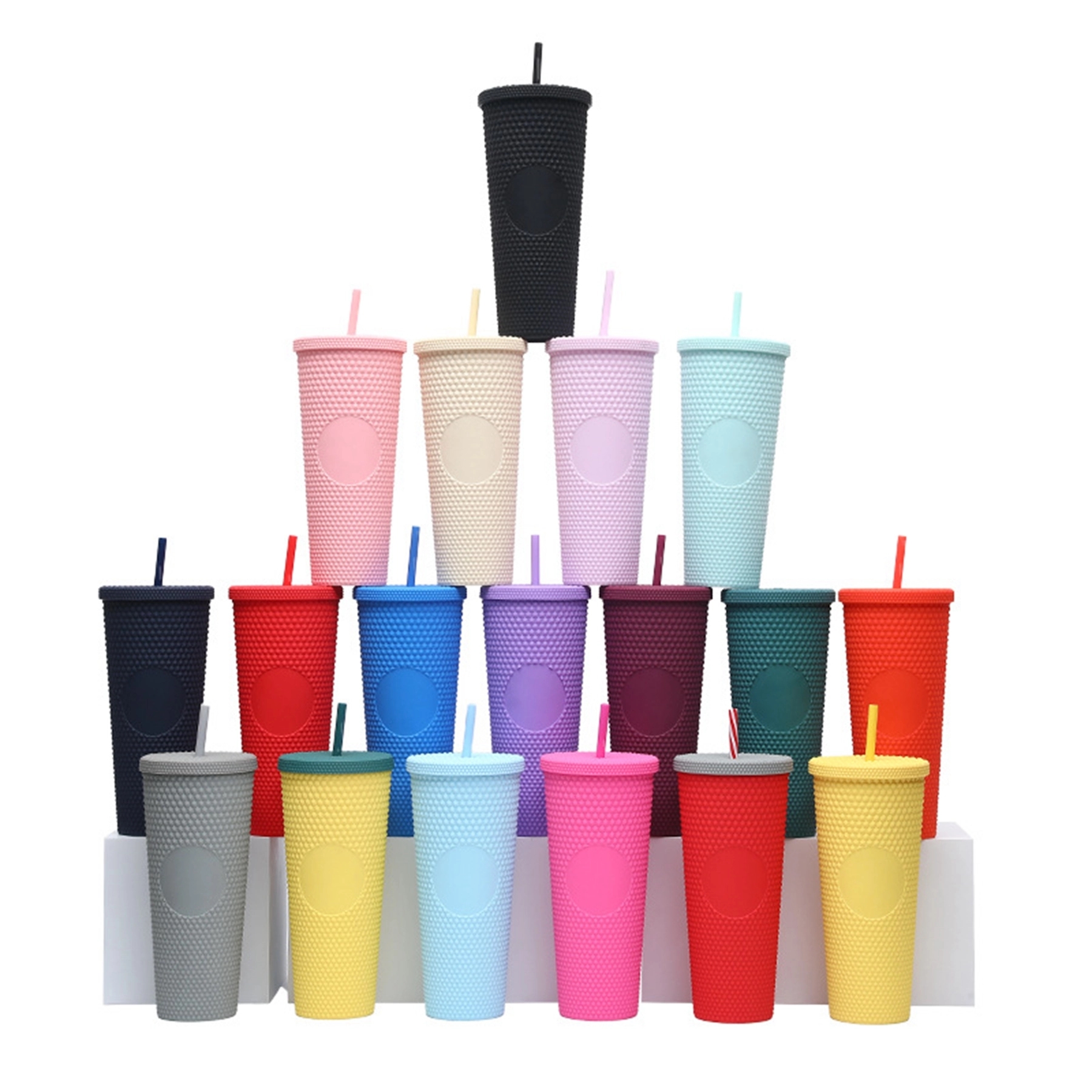 24 Oz. Plastic Matte Double Wall Tumbler with Straw 6