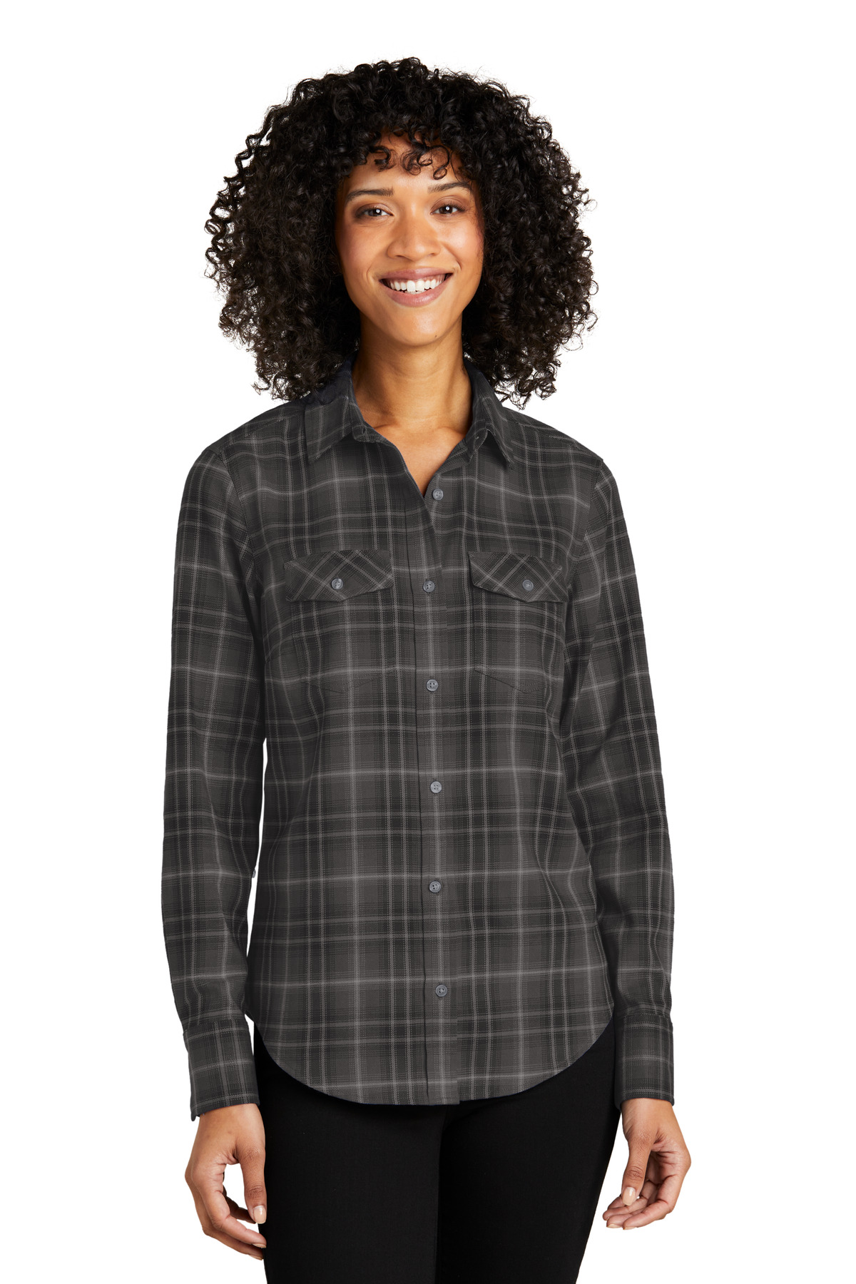 Women's Long Sleeve Ombre Plaid Shirt
