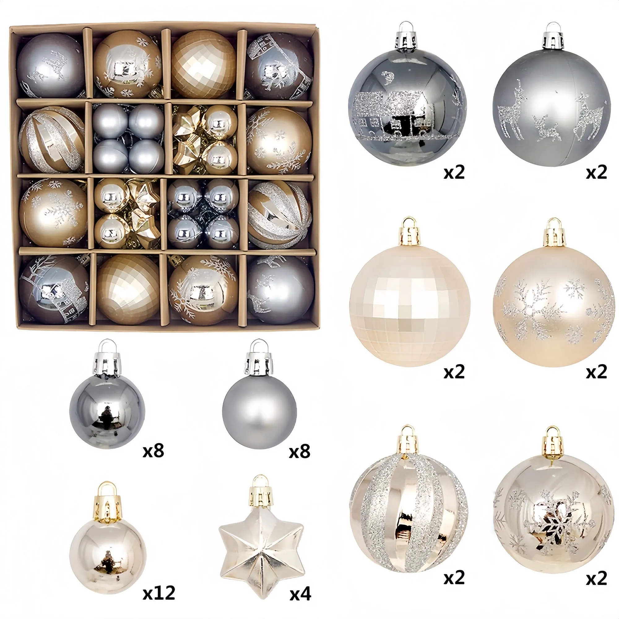 Premium Christmas Bauble Set With Unique Designs 19