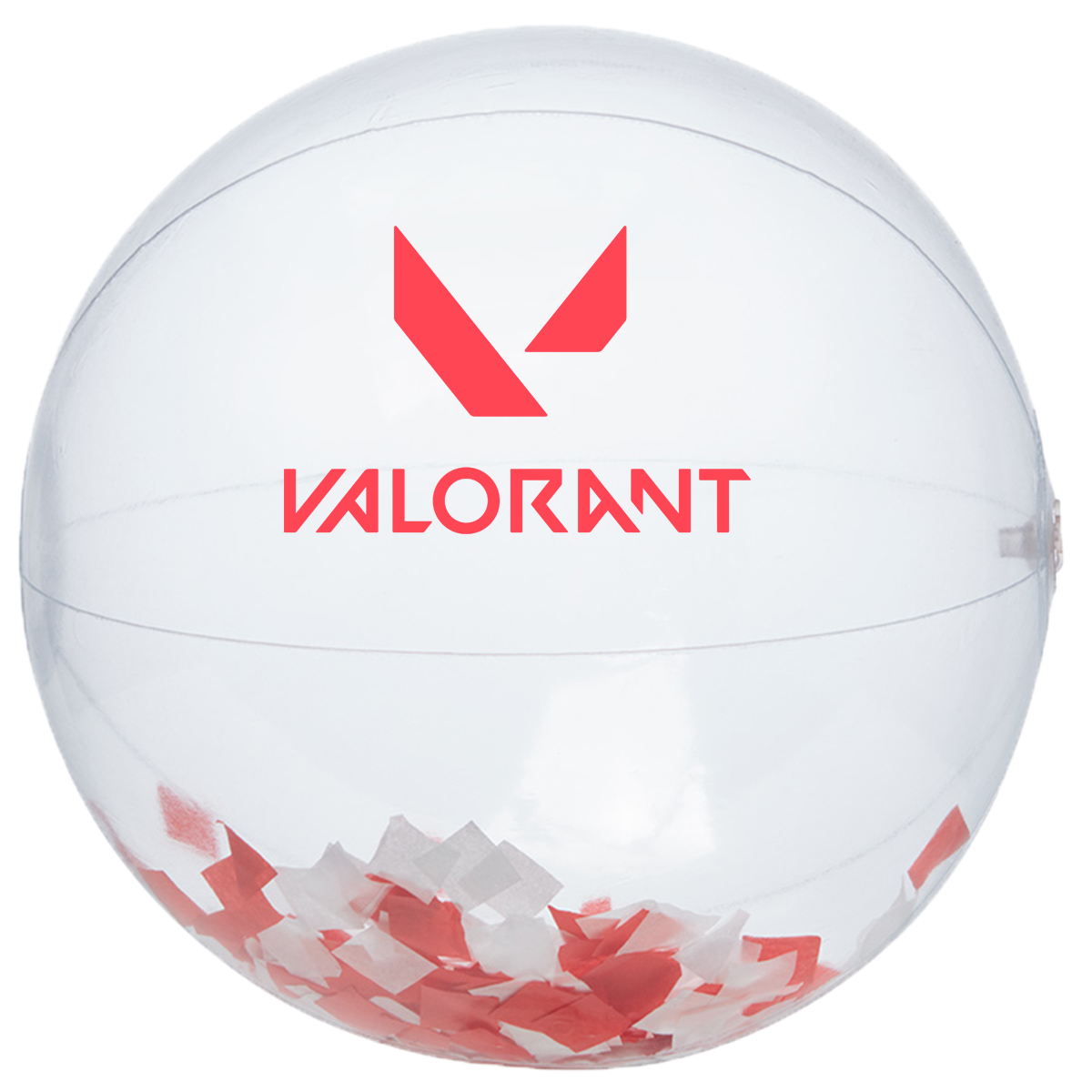 16" Red and White Confetti Filled Round Clear Beach Ball 2