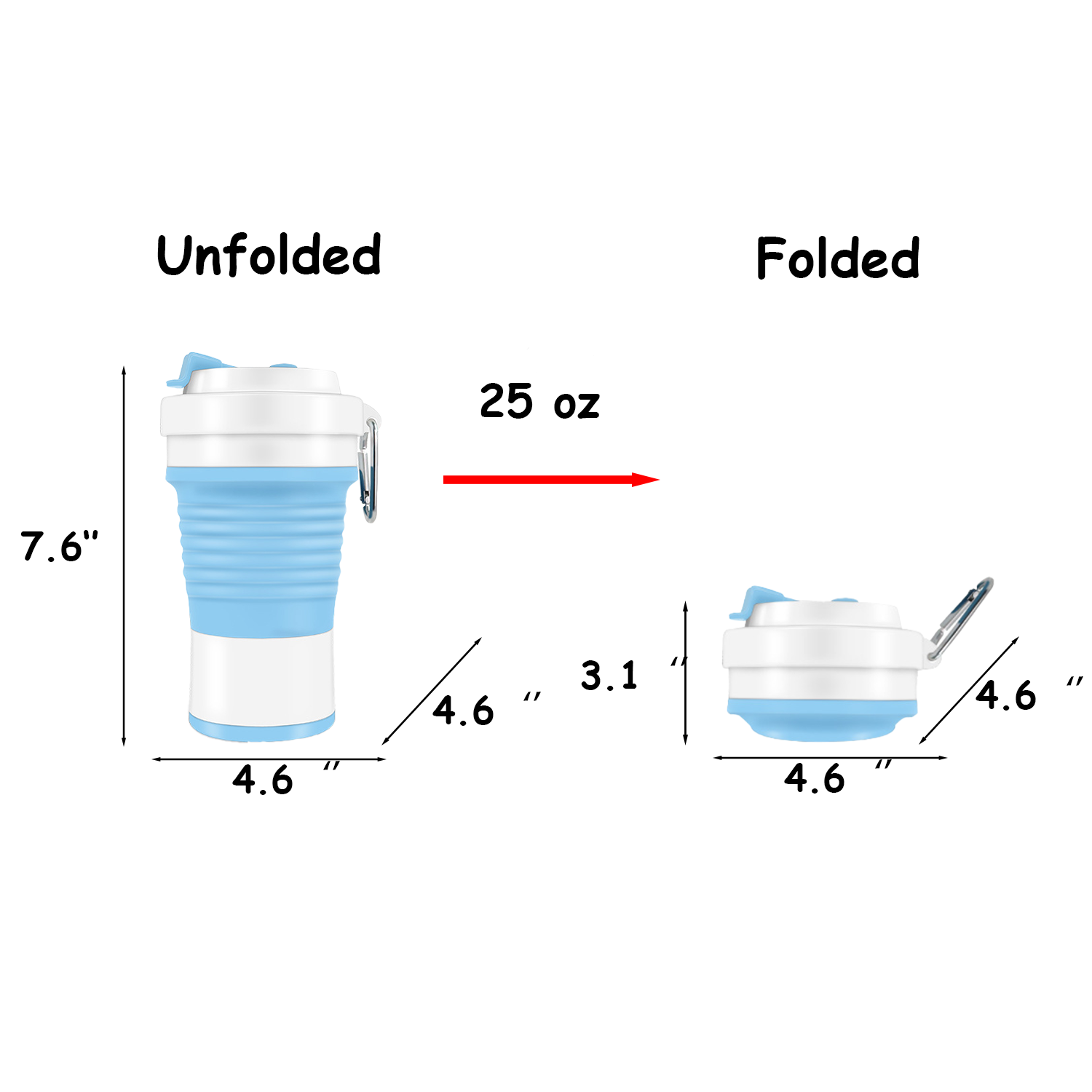25oz Collapsible Food Grade Silicone Water Bottle 10