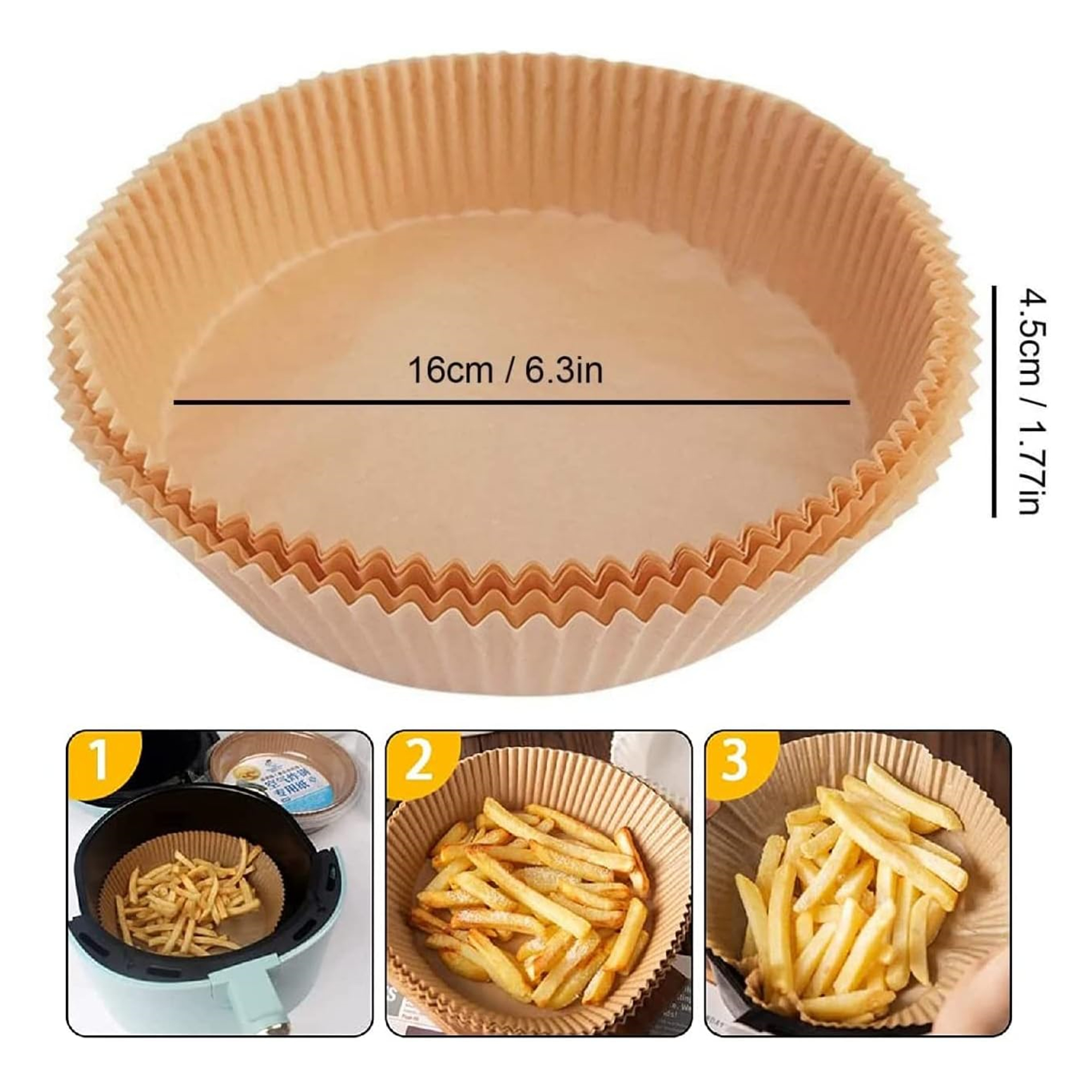 100 Pcs 6.3 Inch Air Fryer Paper Liners 1