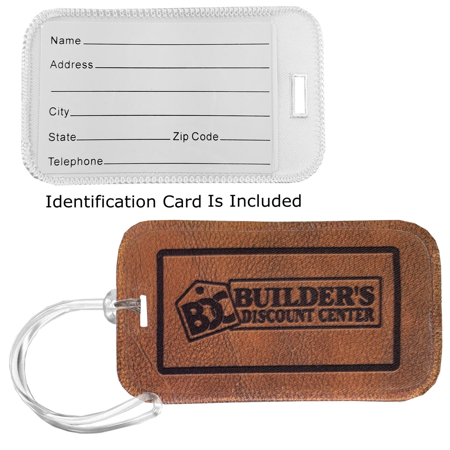 Faux Leather Printed Rectangular Fabric ID Luggage Tag