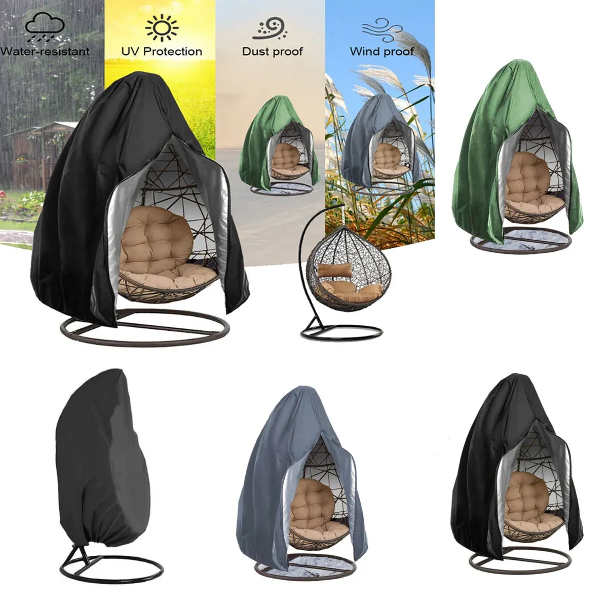 Oxford Fabric Waterproof Outdoor Hanging Egg Chair Cover 2