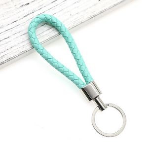 Chic Weaved PU Leather Keychain With Golden Buckle 14