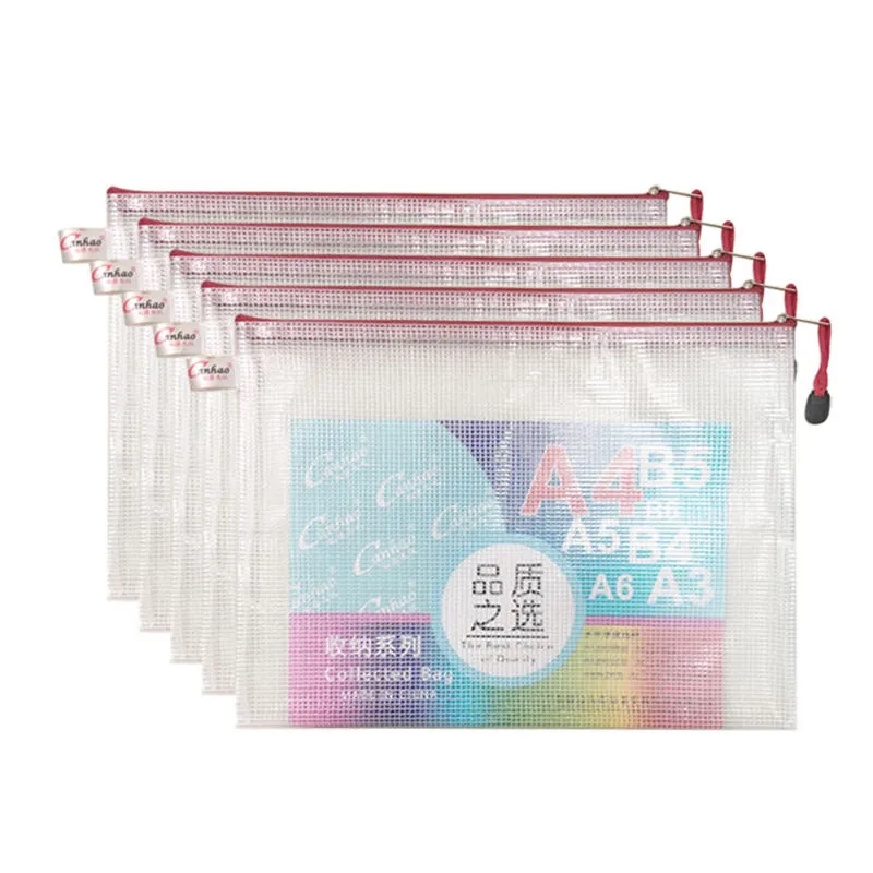 Mesh Zipper Pouch Bag Set with Transparent Organizers 6
