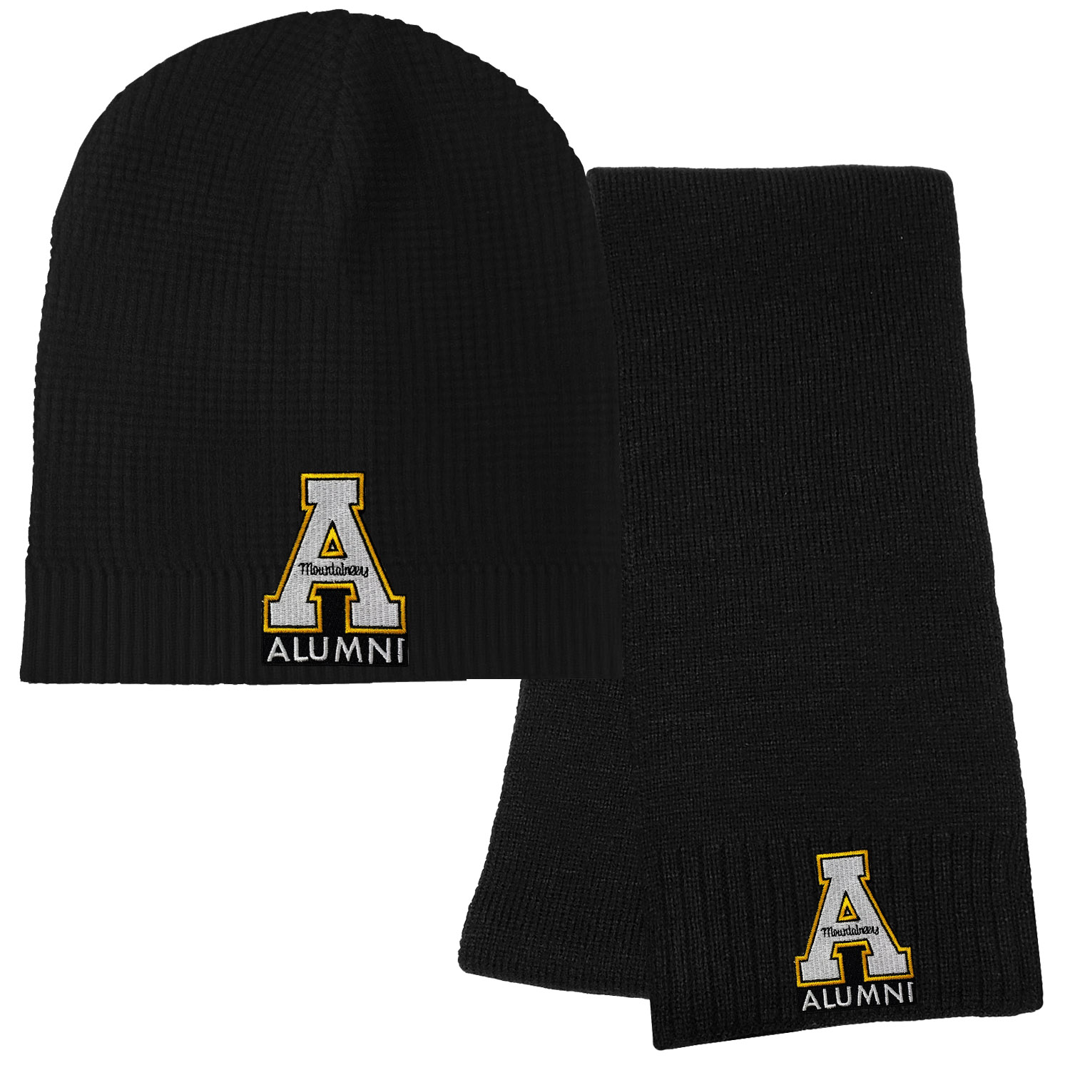 Lightweight Waffle Knit Beanie Cap and Fashion Knit Scarf Combo