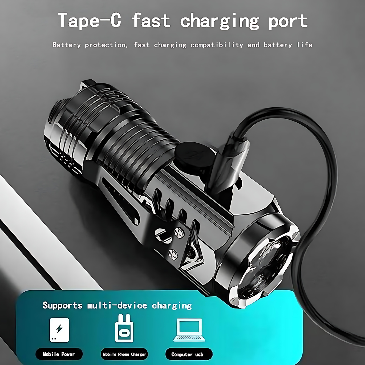 Three-Eyed Rechargeable LED Flashlight 7