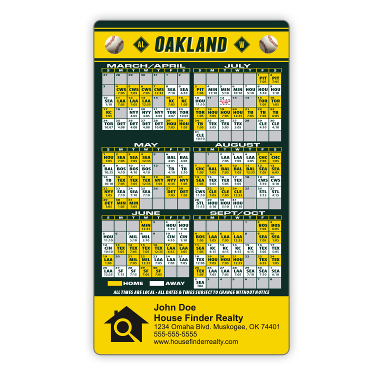 Magnet Sport Schedules - 3.5x6 Baseball Round Corners - 25 mil. 3