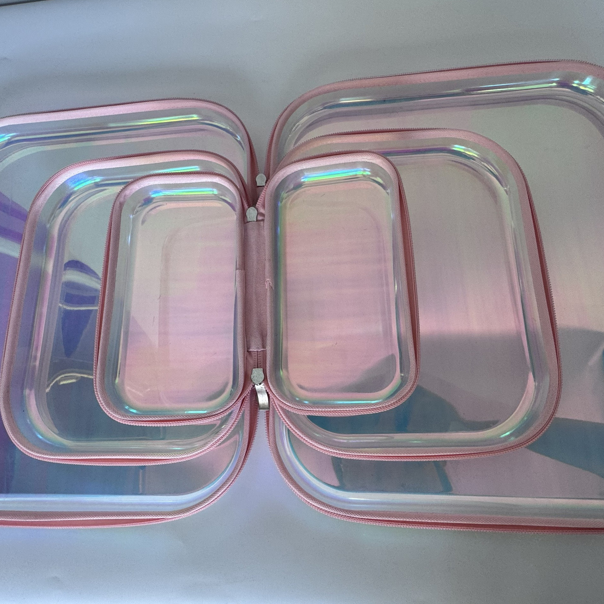 Iridescent Transparent Cosmetic Bag Desk Pen Storage 4