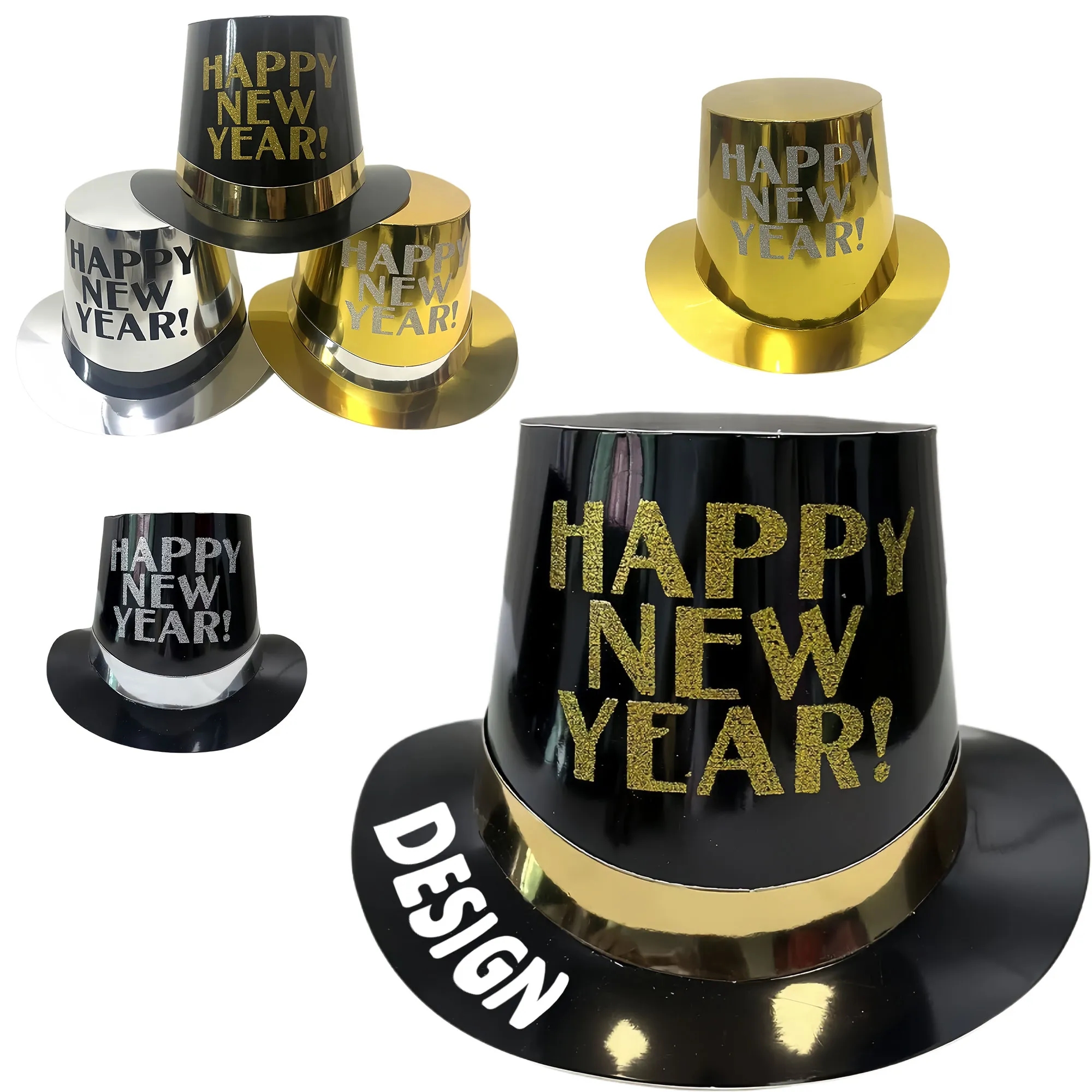 Popular Glittery New Year Birthday Paper Top Hat