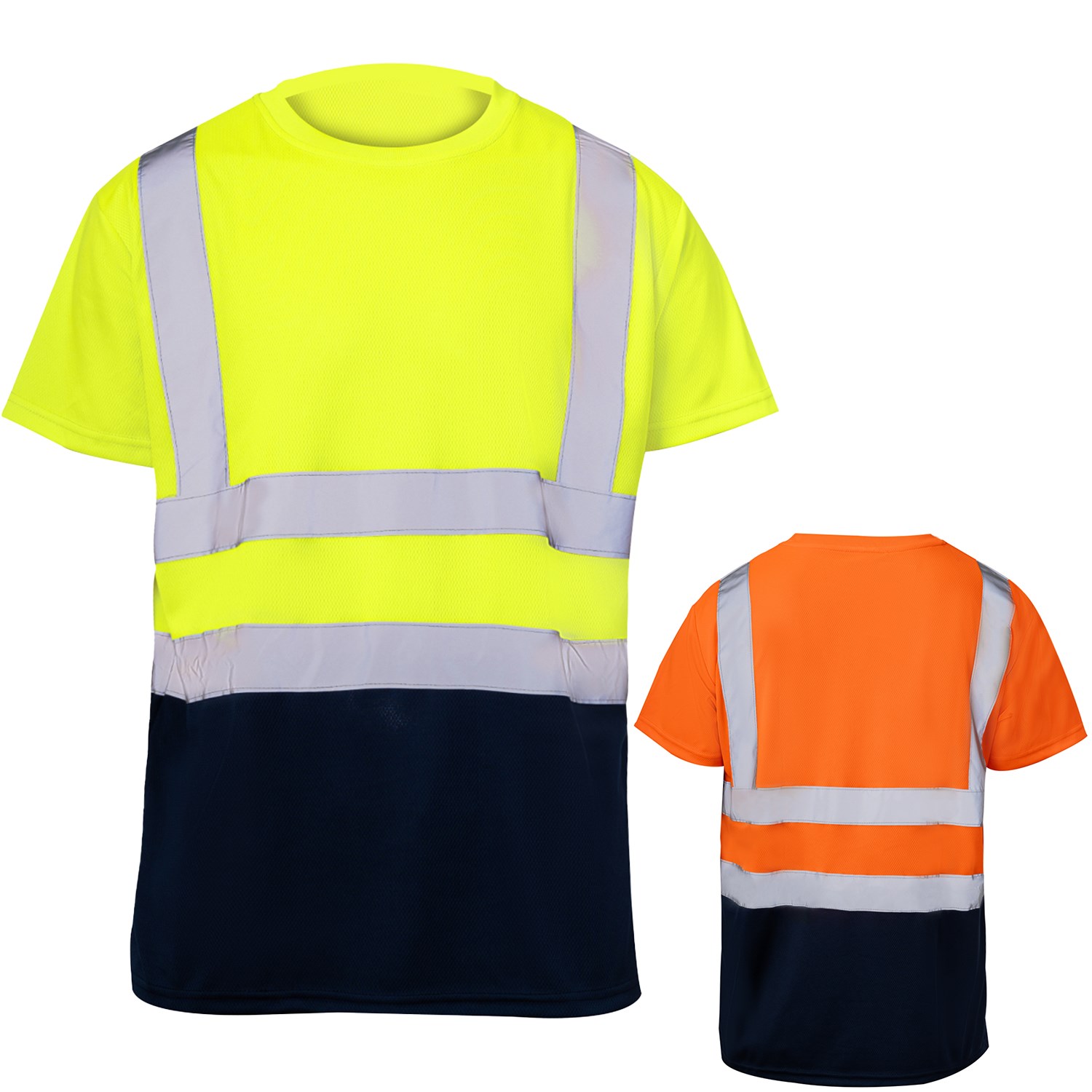 3.8 oz. Polyester Class 2 Color Block Reflective Tape Safety T-Shirt 6