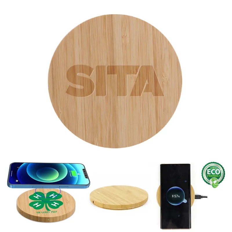Eco-Friendly Bamboo Wooden Wireless Charger Pad 15W 2