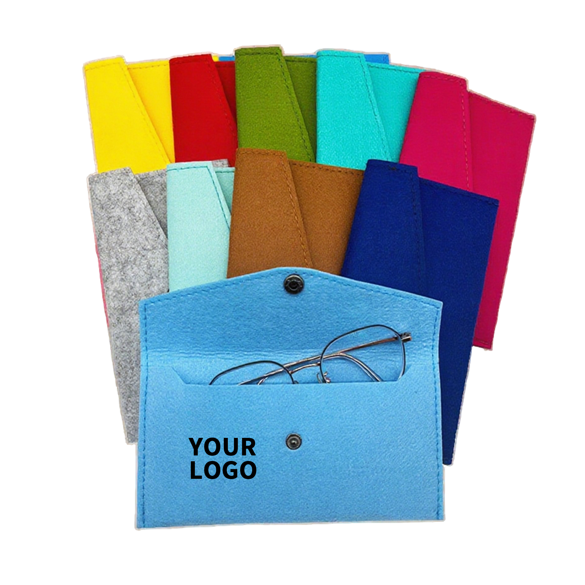 Wool Felt Storage Pouch With Snap Closure 7.7" 5