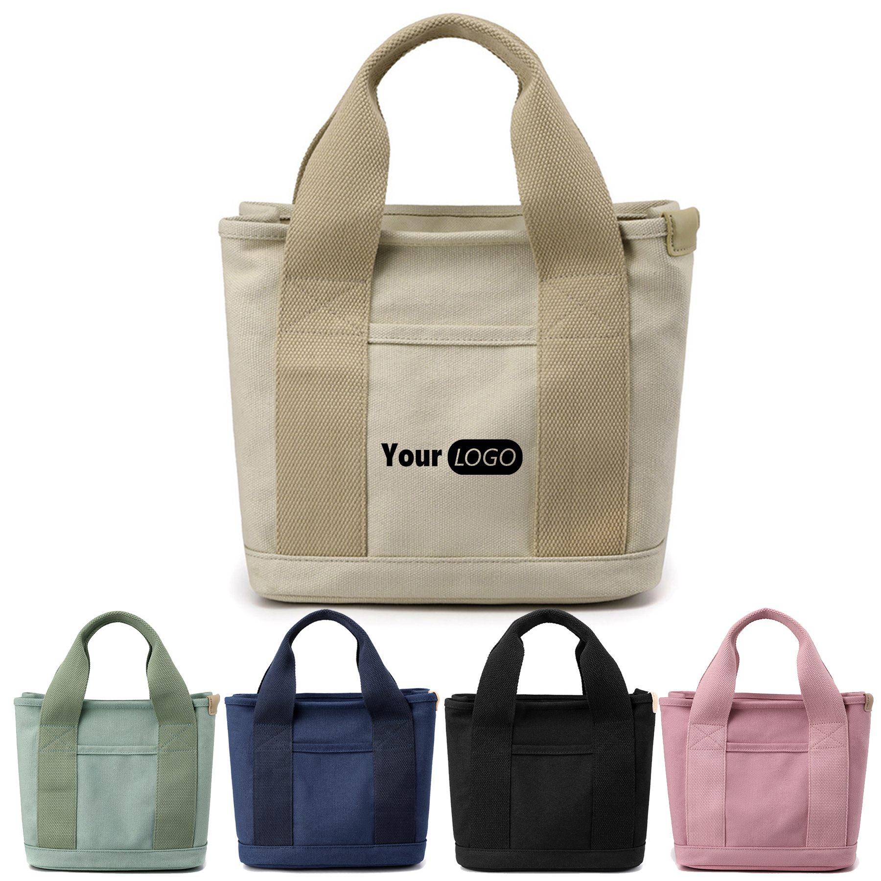 Canvas Small Tote Bag with Zipper, custom tote bag with logo imprint 4