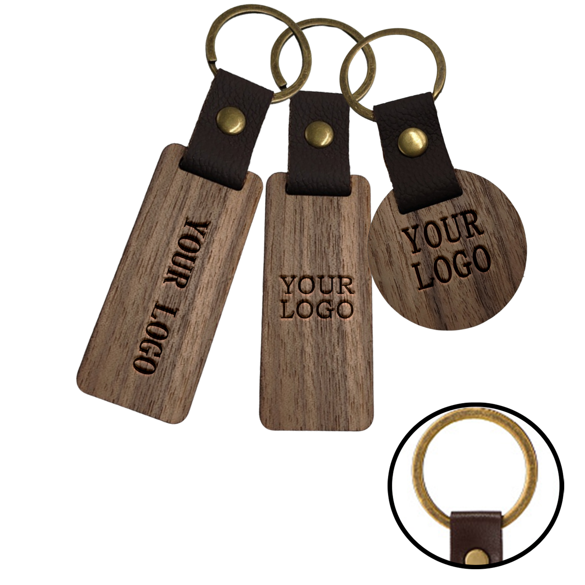 MOQ 20 PCS Handcrafted Wood Keyrings 2