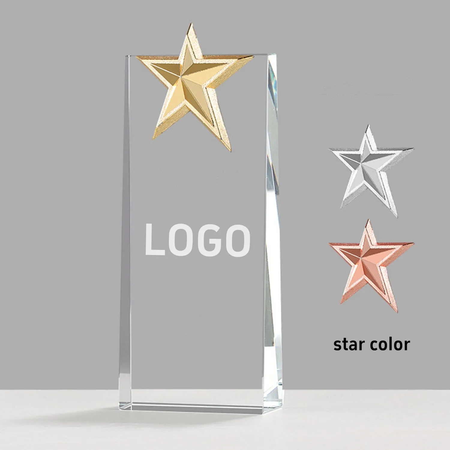Crystal Trophy Creative Gold Plated Star Award 2