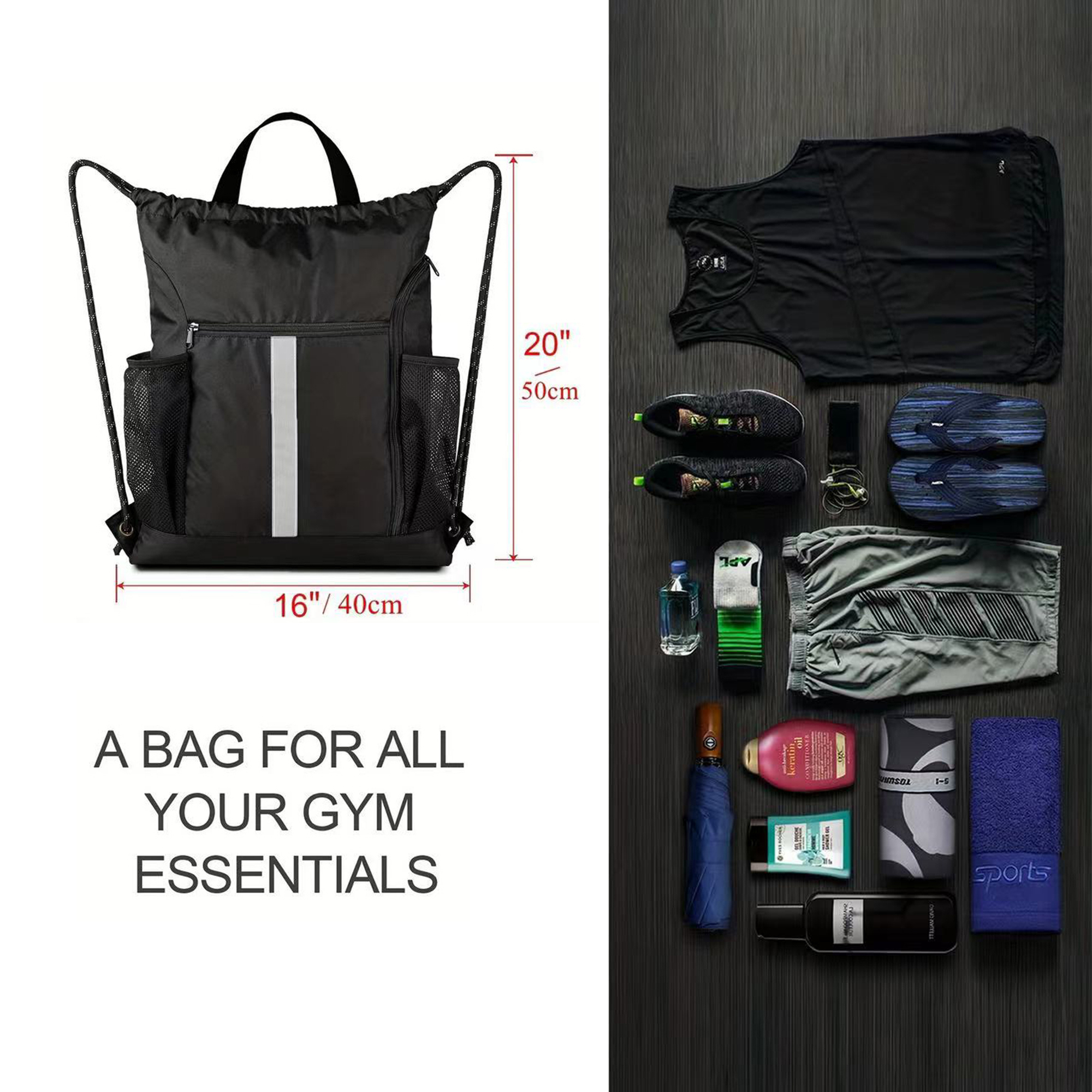 Sports Gym Bag With Shoe Compartment Two Water Bottle 3