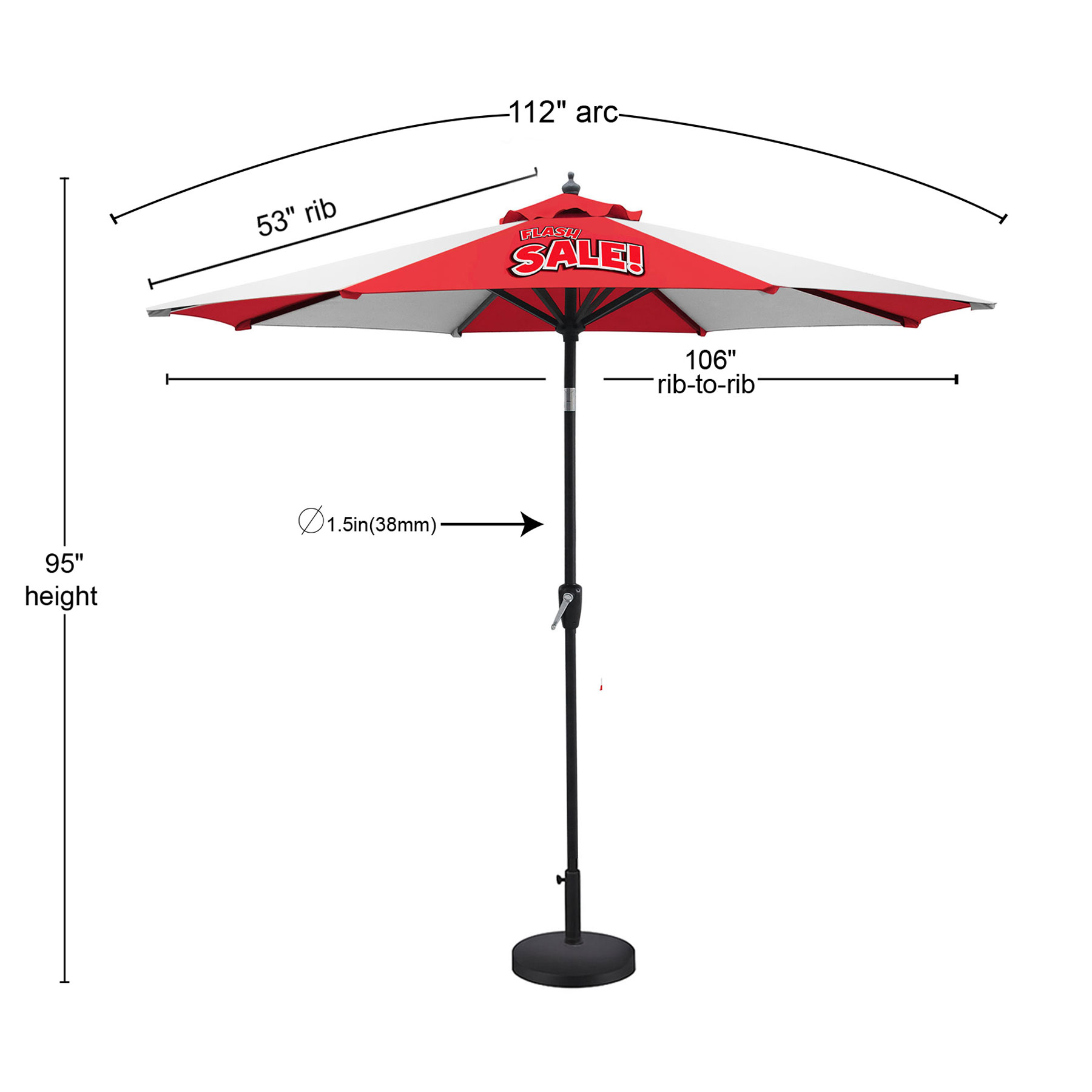 9' Deluxe Heavy Duty Aluminum Market Umbrella W/ Crank Lift And Tilt ( Dye Sublimation ) 2