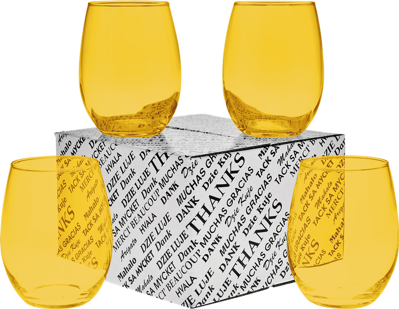 15 oz. Stemless Wine Glass Thank You Set 2